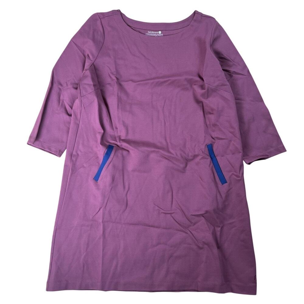 Betabrand Dress Womens 2XL Purple T-Shirt Dress Shift Knee Length Pockets